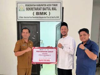 PTPN IV Regional VI Serahkan Zakat Karyawan ke Baitul Mal Aceh Timur