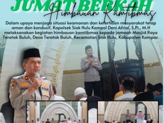 Kapolsek Siak Hulu Sampaikan Himbauan Kamtibmas kepada Jamaah Masjid Raya Teratak Buluh