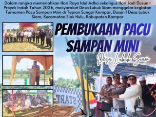 Semarak Idul Adha dan Hari Jadi Dusun I Proyek Indah, Turnamen Pacu Sampan Mini Desa Lubuk Siam Resmi Dibuka
