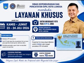 Disdukcapil Langsa Kembali Buka Layanan Ganti Foto KTP-el, Kuota Terbatas 70 Pemohon per Hari